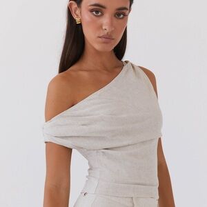 Peppermayo linen one shoulder top